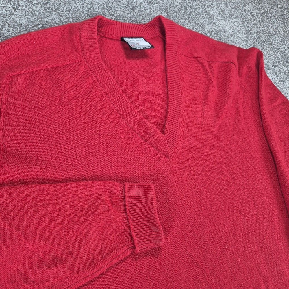 Vtg Clan Douglas 100% Cashmere‎ Sweater Mens Large Red V-Neck Made in Scotland